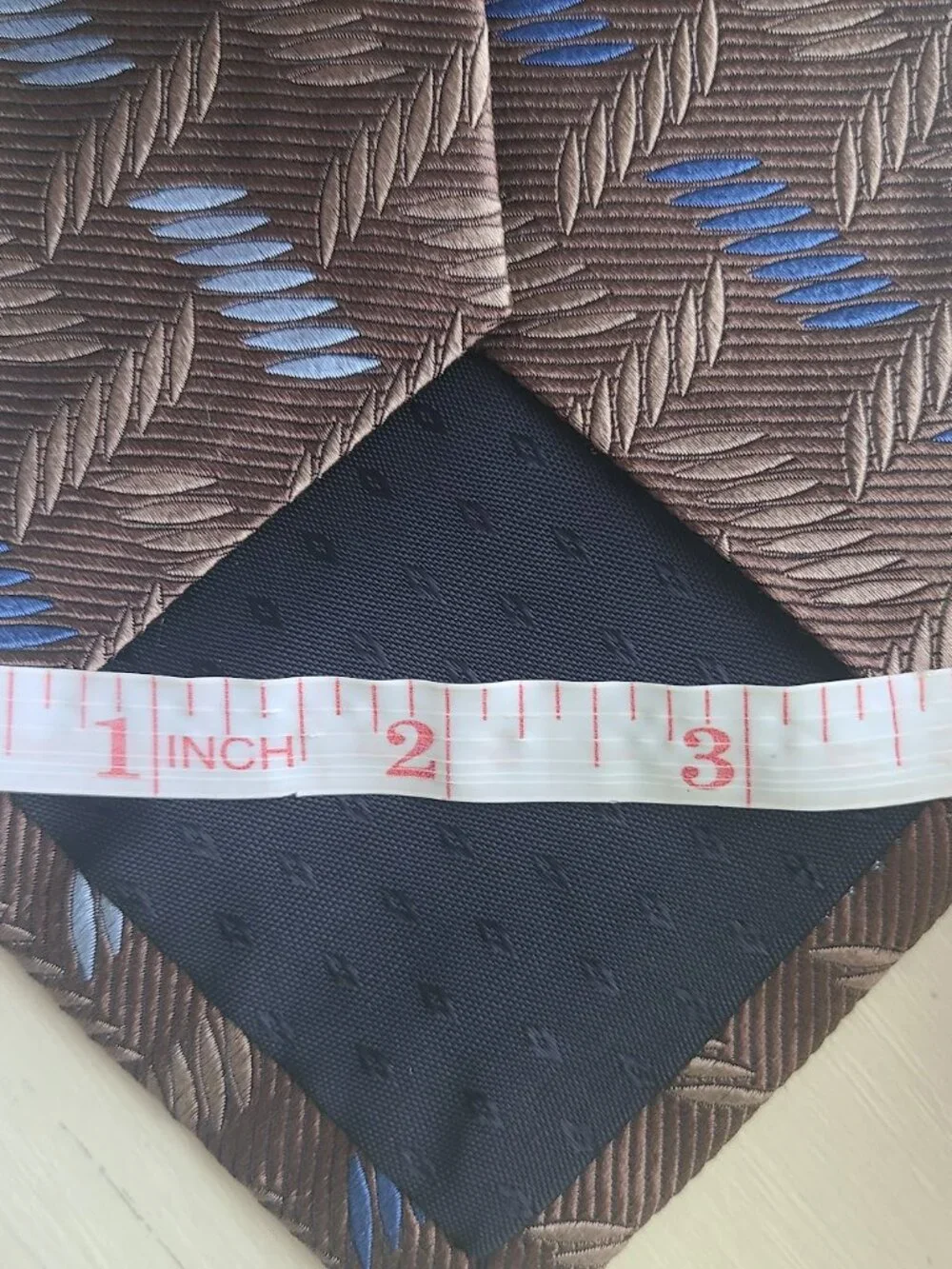Vintage Johnston & Murphy 100% Silk Tie Handmade New York Brown Blue Geometric